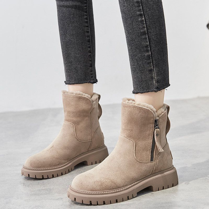SUENTA Damen Samtstiefeln Designer Griffige Gummisohle Warm Fell - Winterstiefel