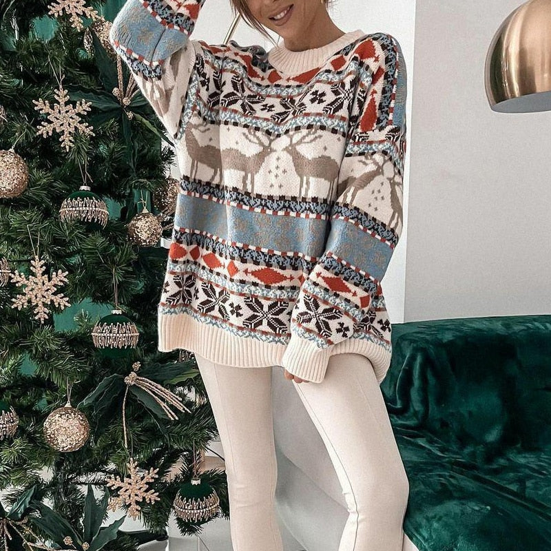 Sephira | Women's Christmas Sweater with Reindeer Pattern