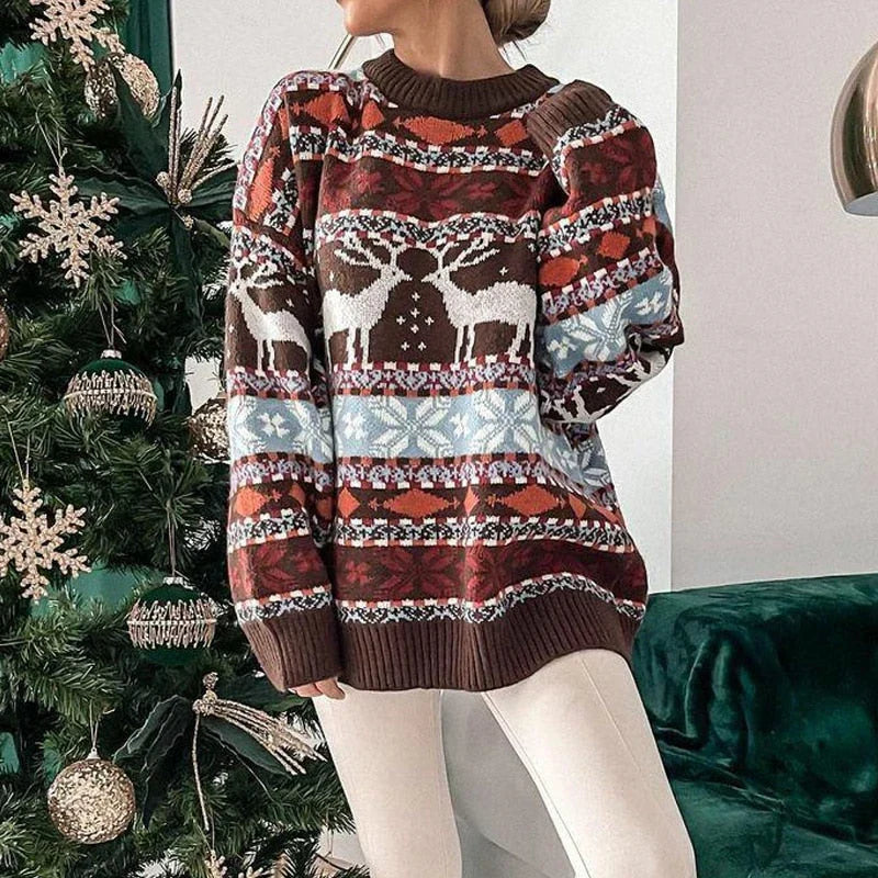 Sephira | Women's Christmas Sweater with Reindeer Pattern