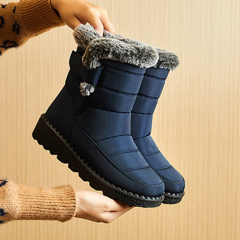 SUENTA Damen Winterschuhe Bequeme Warme Leicht Atmungsaktiv - Winterstiefel Blau