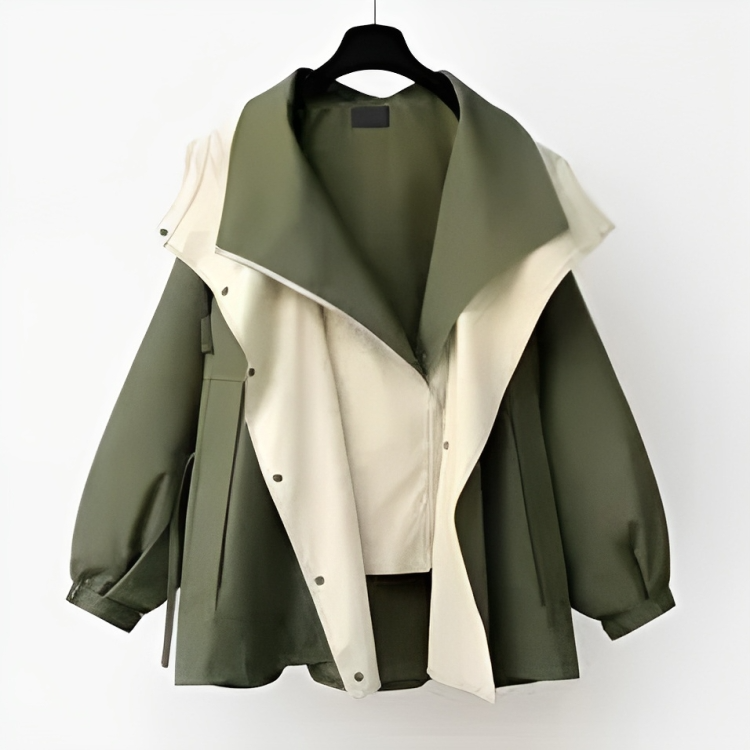 SUENTA Damen Regenjacke Stylisch Wasserdichte Damen Regenjacke Grün