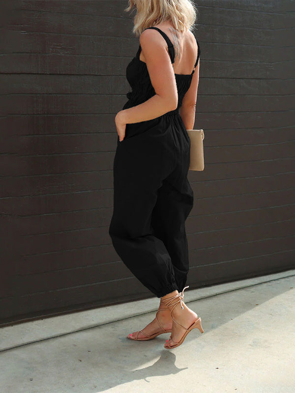 SUENTA Damen Latzhose – Ärmelloser Overall mit Reißverschluss und Lockerer Passform