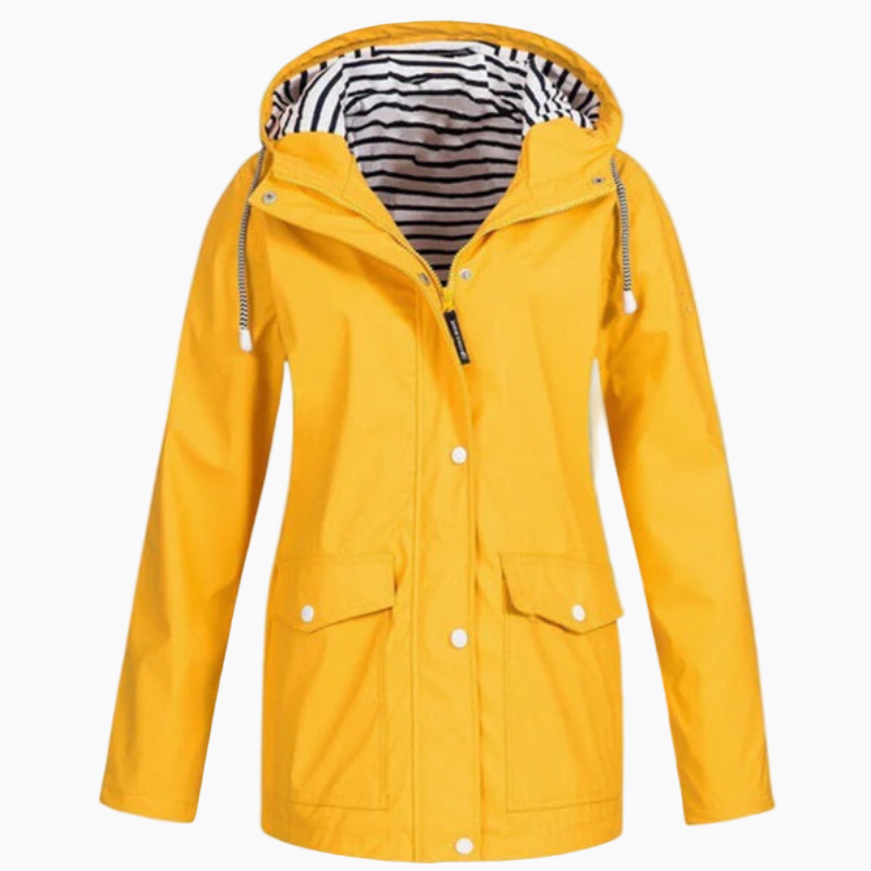 SUENTA Wasserdichte Kapuzenjacke für Damen Winter Warm Stil - Winterjacke Damen Gelb