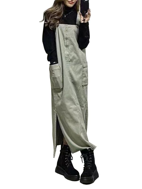 SUENTA Damen Overall Kleid – Lässiger Einteiler mit Seitenschlitzen und Eleganter Optik