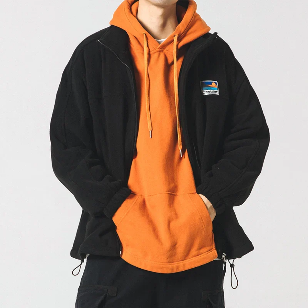 SUENTA Herren Outdoor Zip Down Mock Neck Jacke Warme Style