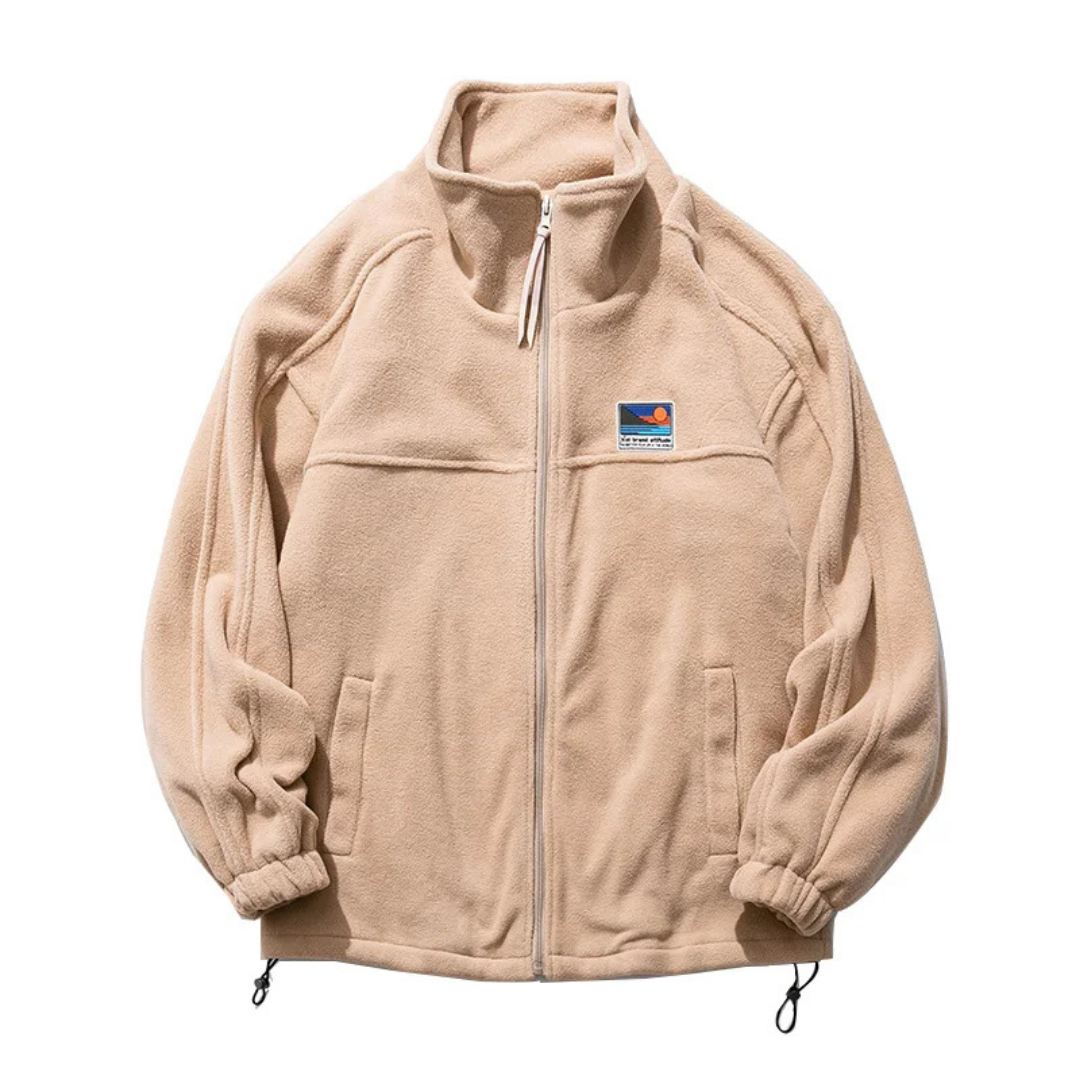 SUENTA Herren Outdoor Zip Down Mock Neck Jacke Warme Style Beige