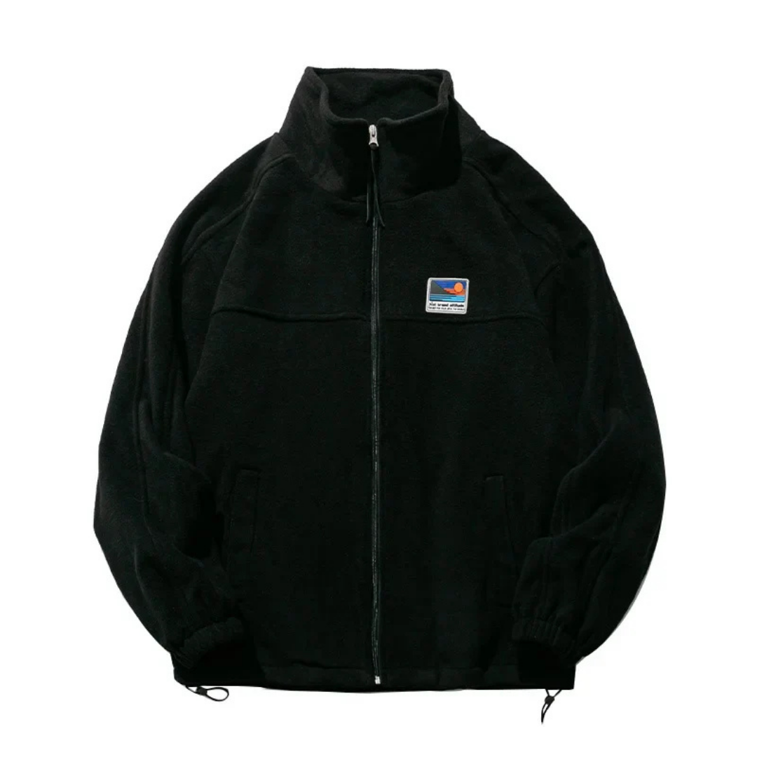 SUENTA Herren Outdoor Zip Down Mock Neck Jacke Warme Style Schwarz