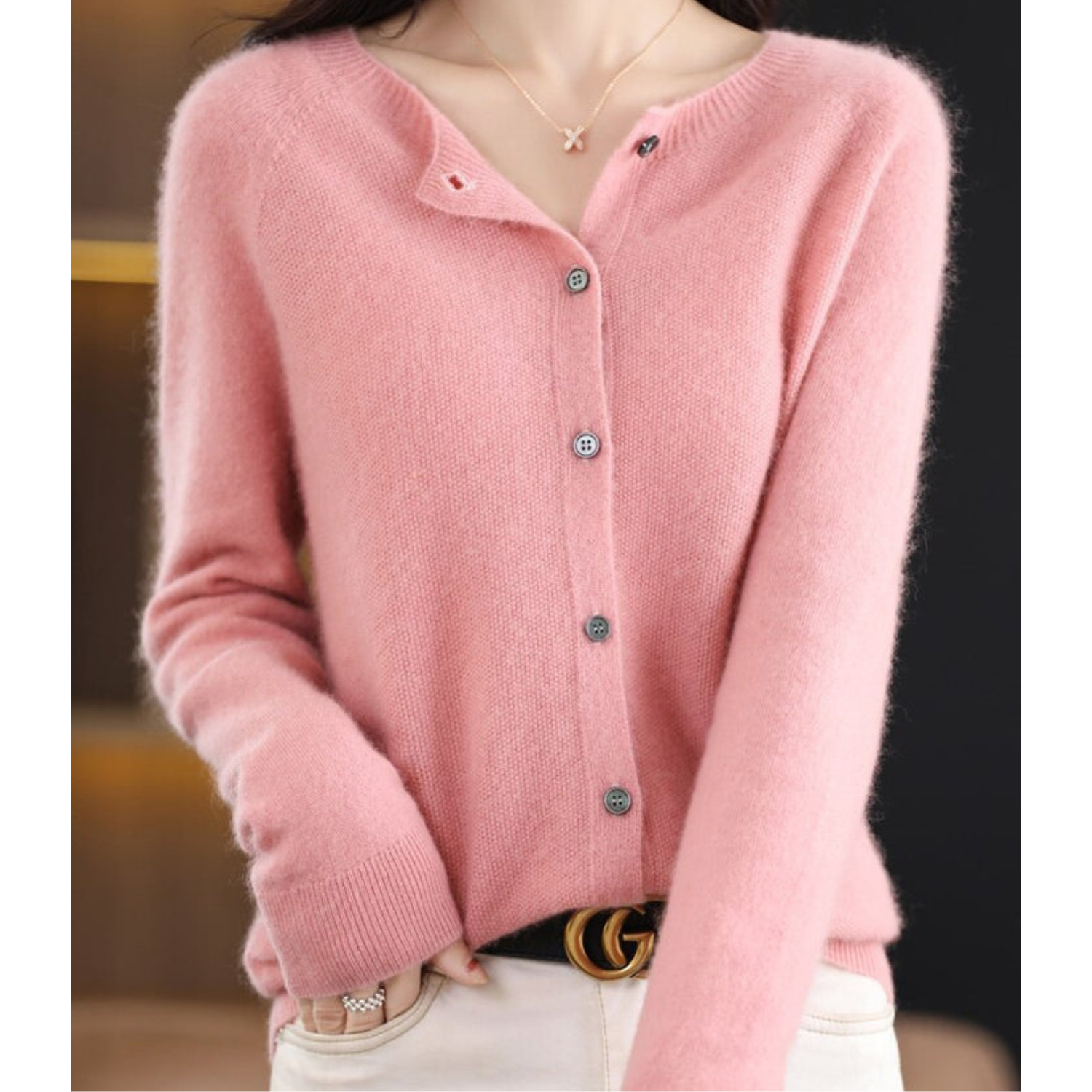 Cicada -  Damen Rundhals Cardigan Pullover