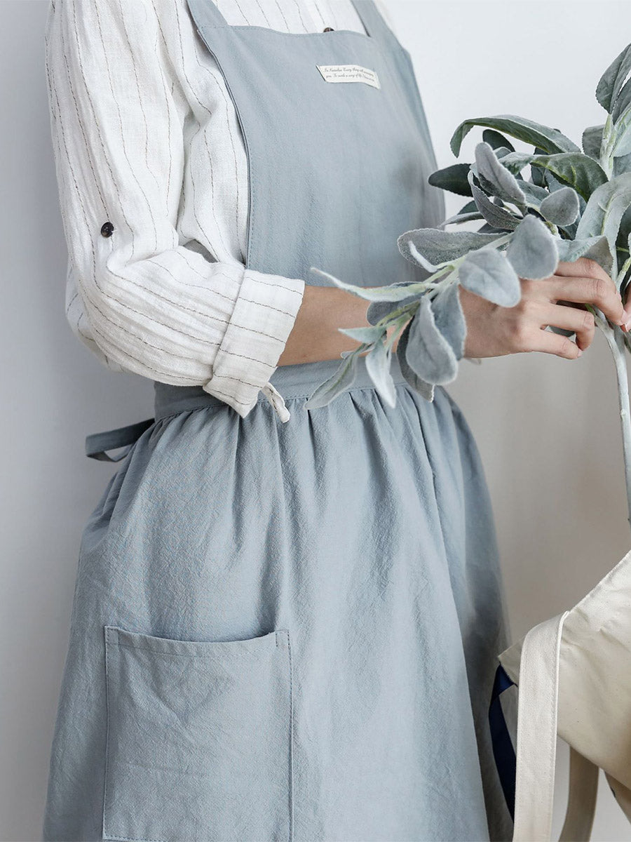 SUENTA Damen Baumwoll Overall – Faltenschürze mit Seitentaschen für Freizeit