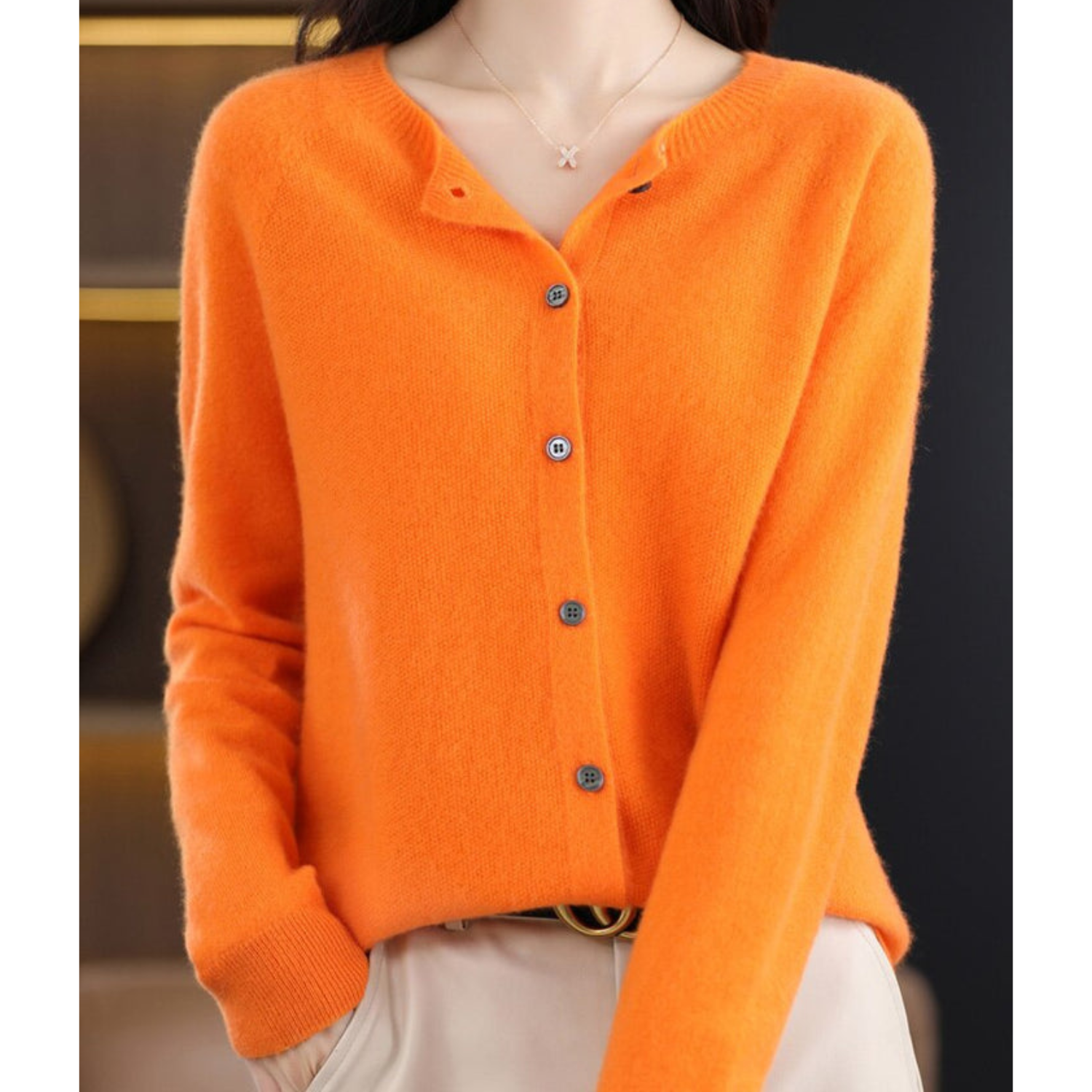 Cicada -  Damen Rundhals Cardigan Pullover