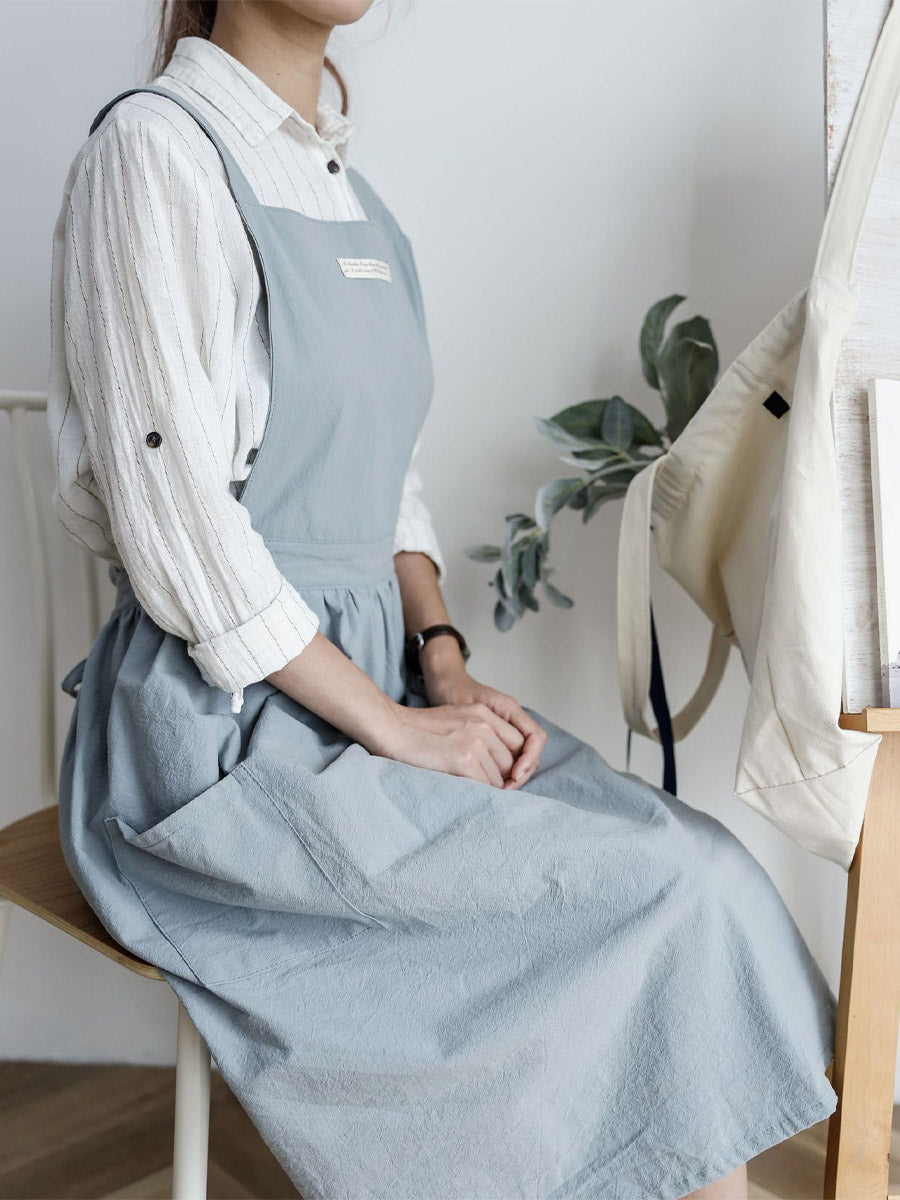 SUENTA Damen Baumwoll Overall – Faltenschürze mit Seitentaschen für Freizeit