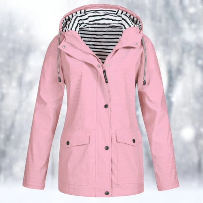 SUENTA Wasserdichte Kapuzenjacke für Damen Winter Warm Stil - Winterjacke Damen Rosa