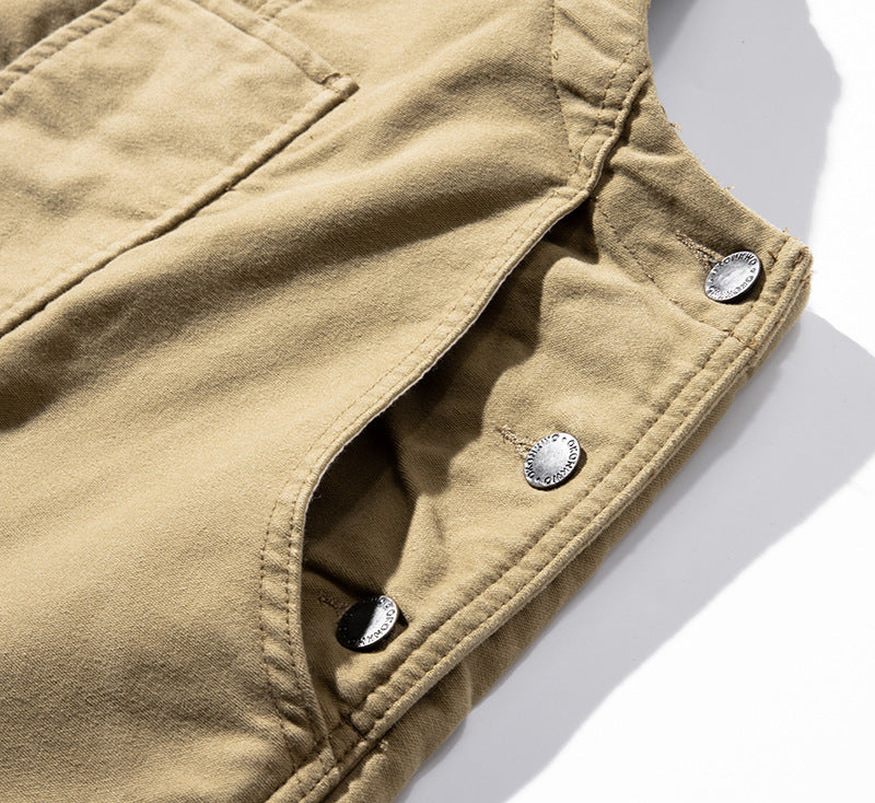 SUENTA Unisex Moleskin Latzhose – Overall mit Zugband und Praktischer Frontklapptasche