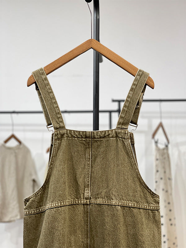 SUENTA Damen Cargo Overall Kleid – Vintage Inspirierter Einteiler mit Schulterriemen