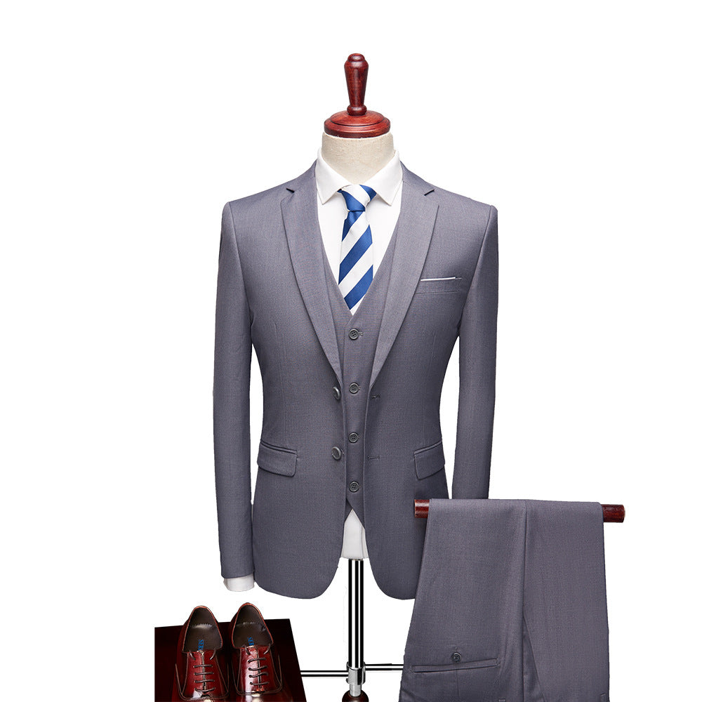 SUENTA 3-teiliges Herrenanzug-Set Sakko Hose Weste Sommer Grau