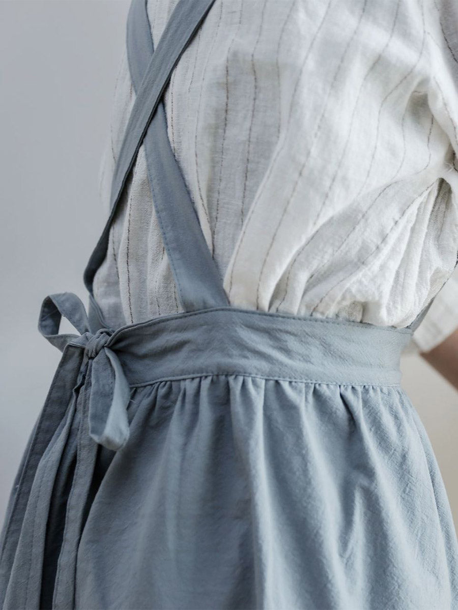 SUENTA Damen Baumwoll Overall – Faltenschürze mit Seitentaschen für Freizeit