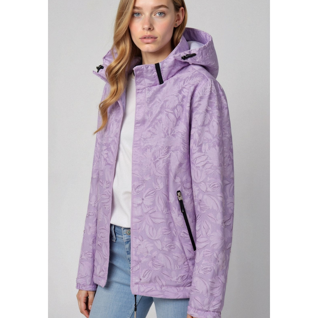 SUENTA Damen Kapuzen Windbreaker Jacke Reißverschluss Leicht Lila