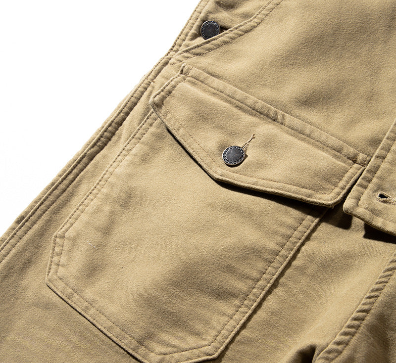 SUENTA Unisex Moleskin Latzhose – Overall mit Zugband und Praktischer Frontklapptasche