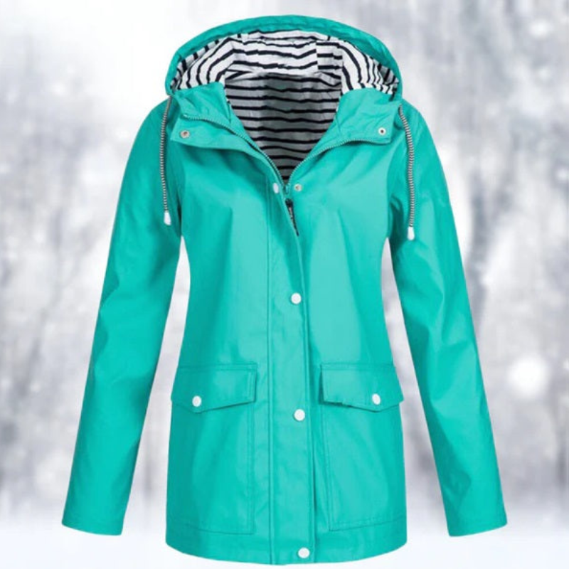 SUENTA Wasserdichte Kapuzenjacke für Damen Winter Warm Stil - Winterjacke Damen Türkis