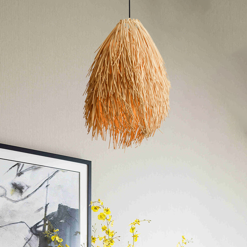 SUENTA Tropfenpendelleuchte Beige Asiatisch Stilvoll Hängelampe