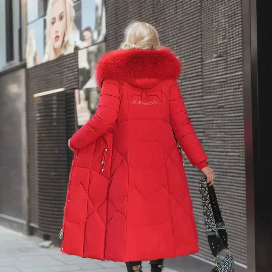 SUENTA Damen Stylischer Mantel mit Kunstfell Warm Gefüttert Winter
