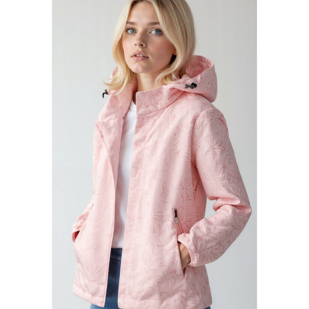 SUENTA Damen Kapuzen Windbreaker Jacke Reißverschluss Leicht Rosa