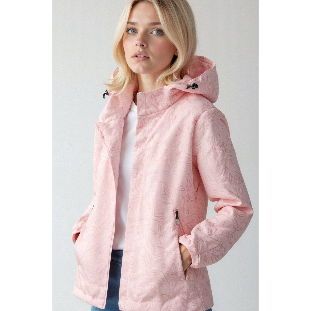 SUENTA Damen Kapuzen Windbreaker Jacke Reißverschluss Leicht Rosa