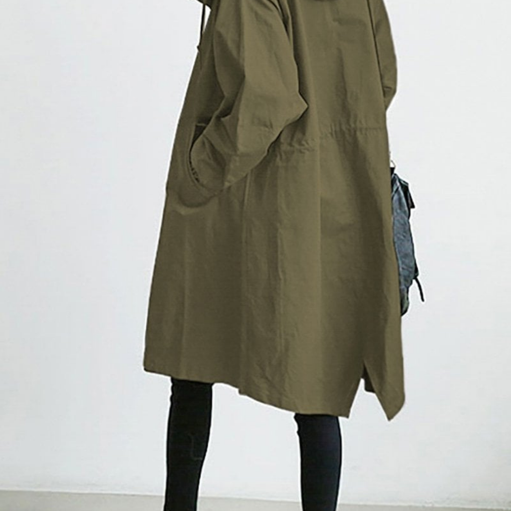 SUENTA Langer Wasserdichter Trenchcoat Für Damen Eleganz Dem Wetter - Winterjacke Damen Armeegrün