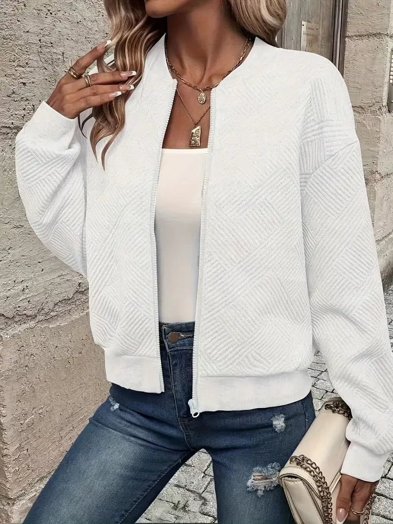 Flōre | Damen Strickjacke mit Reißverschluss und Struktur