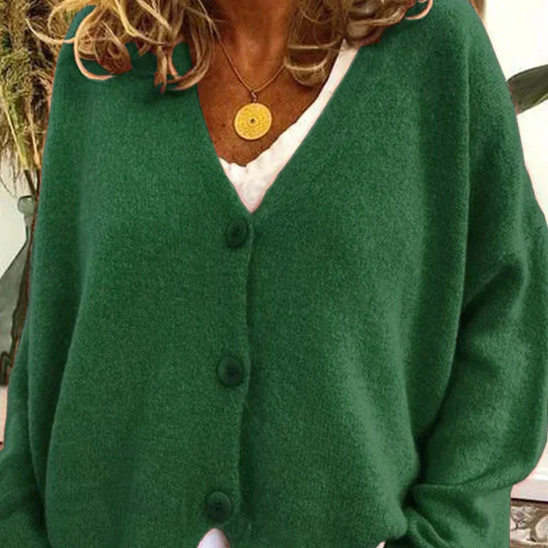 Pamelo | Damen Freizeit-Strickjacke mit V-Ausschnitt und Knöpfen