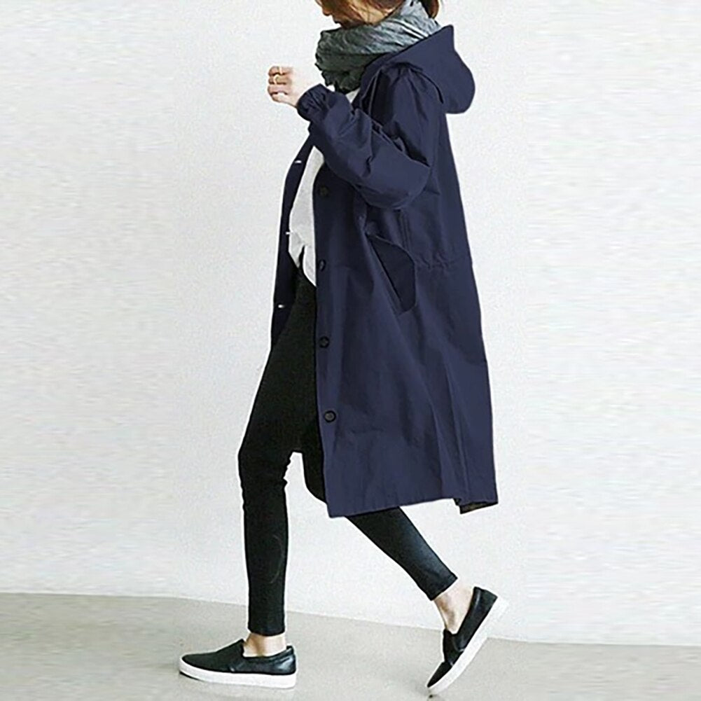 SUENTA Damen Wasserdichter Trenchcoat für Damen Stilvoll Funktional Dunkelblau
