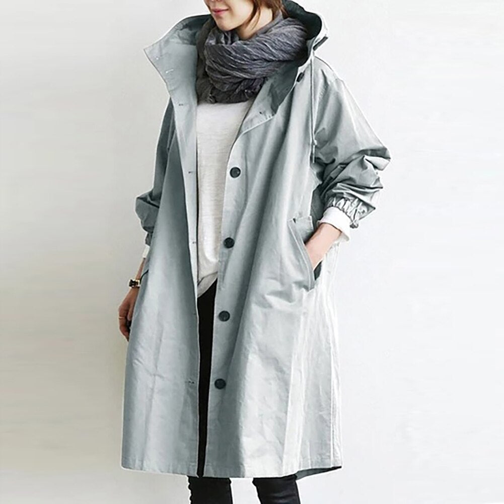 SUENTA Damen Wasserdichter Trenchcoat für Damen Stilvoll Funktional Himmelblau