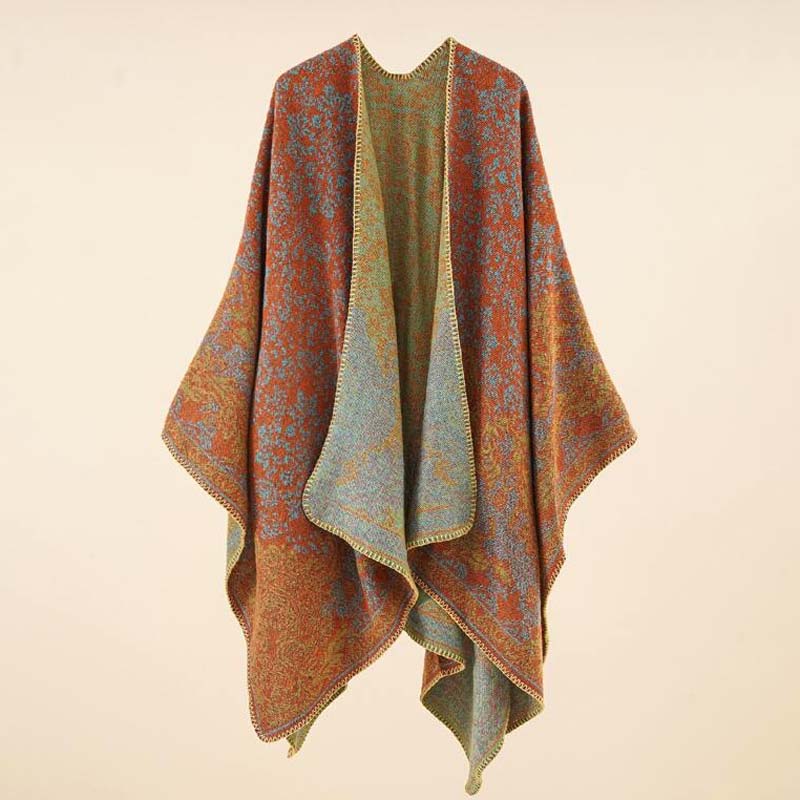 SUENTA Schultertuch Baumwolle-Kaschmir-Gemisch Jacquard 160x135 cm Mehrfarbig