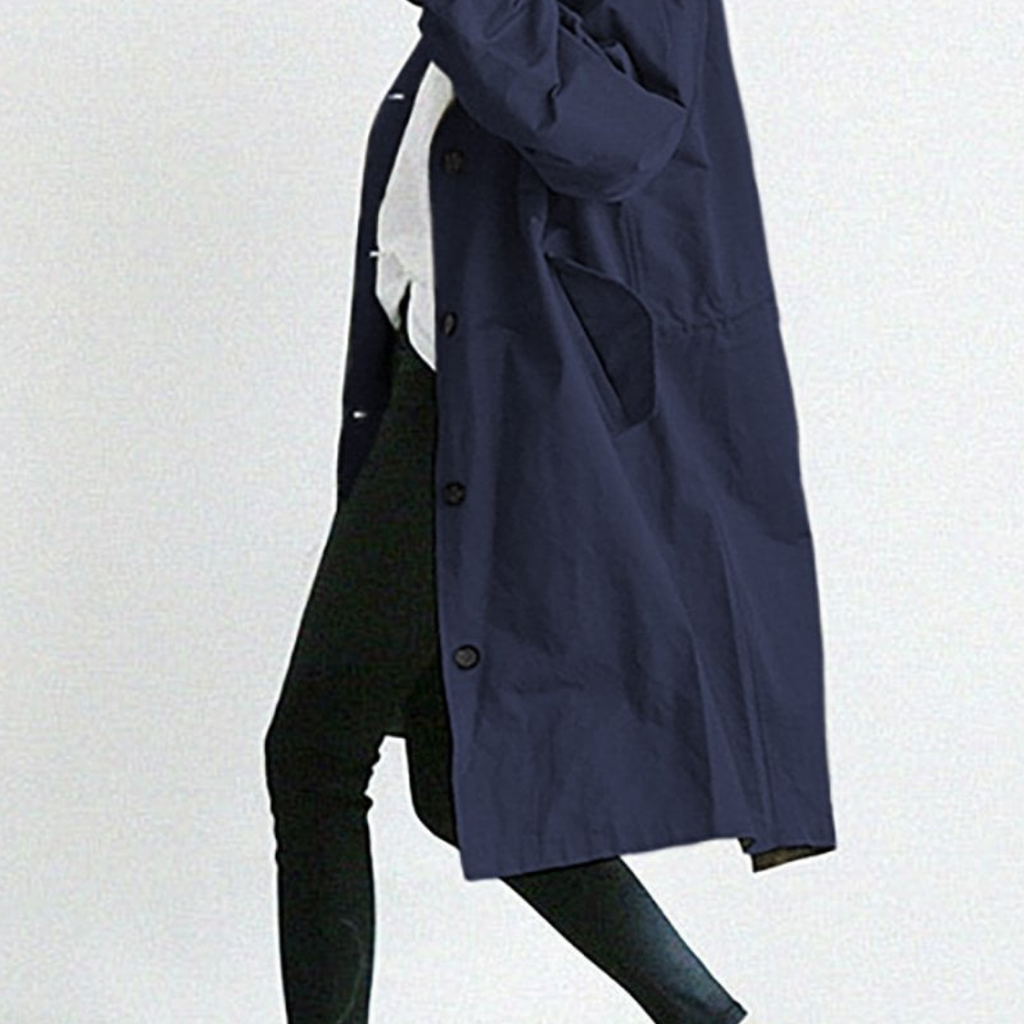 SUENTA Langer Wasserdichter Trenchcoat Für Damen Eleganz Dem Wetter - Winterjacke Damen Marine