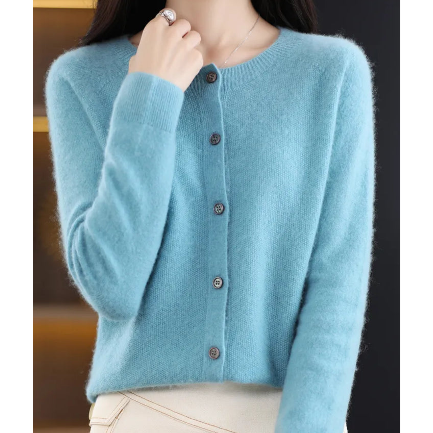 Cicada -  Damen Rundhals Cardigan Pullover