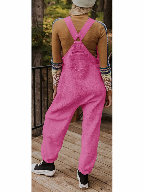 SUENTA Damen Fleece Thermo Overall – Warmer Einteiler mit Praktischen Reißverschlusstaschen