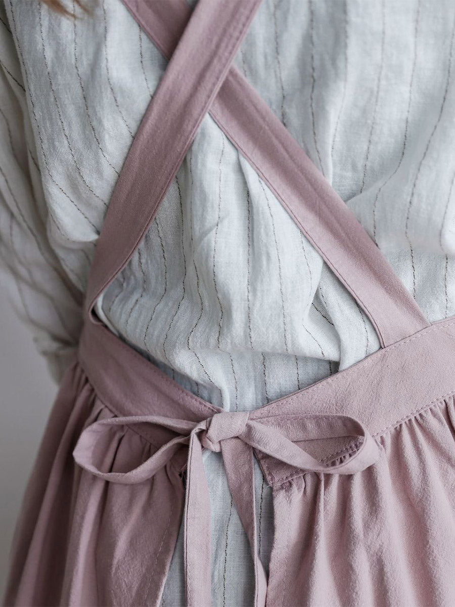SUENTA Damen Baumwoll Overall – Faltenschürze mit Seitentaschen für Freizeit