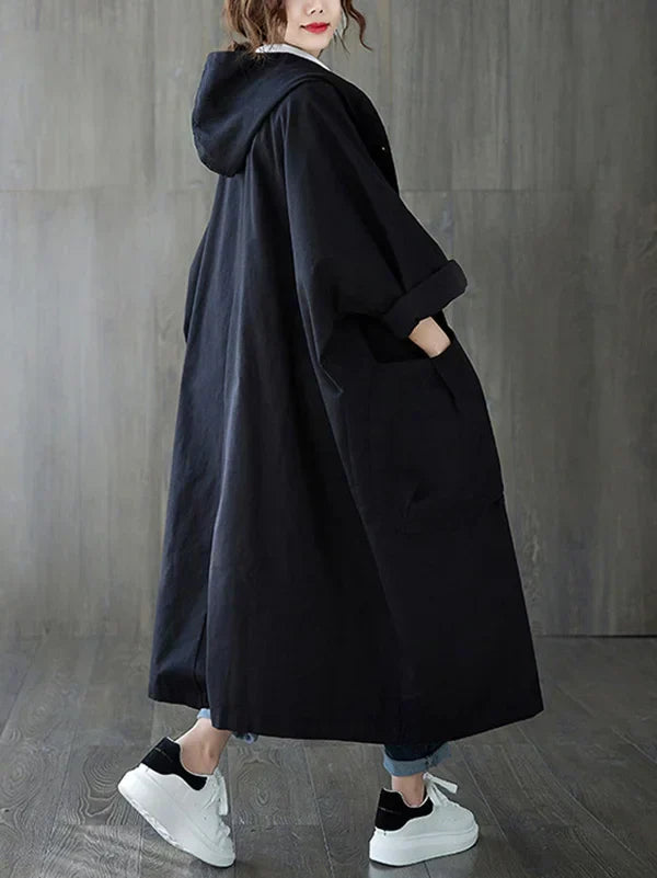 SUENTA Damen Langen Wasserfesten Trenchcoat Mantel Wind Und Wetter Schwarz