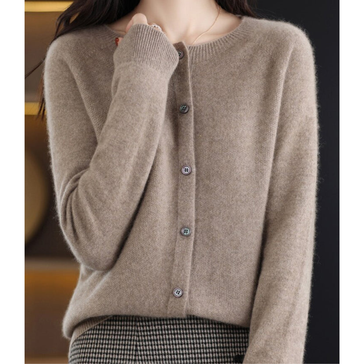Cicada -  Damen Rundhals Cardigan Pullover
