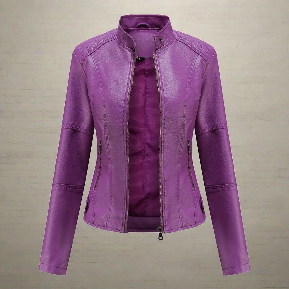 SUENTA Damen-Jacke Stilvolle Reißverschlusstaschen Charmant Lila
