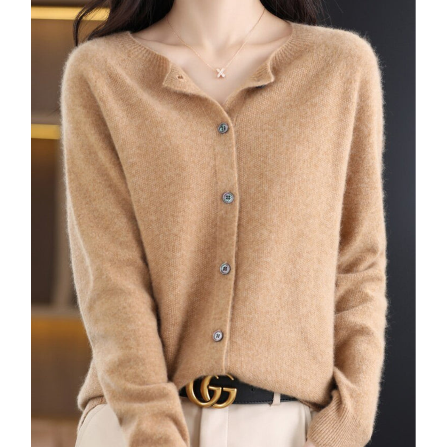 Cicada -  Damen Rundhals Cardigan Pullover