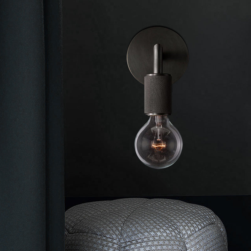 SUENTA Bare Bulb Metall Wandbeleuchtung Schwarz Quadratischer Arm