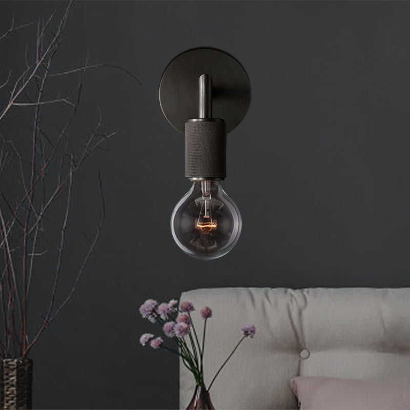 SUENTA Bare Bulb Metall Wandbeleuchtung Schwarz Quadratischer Arm