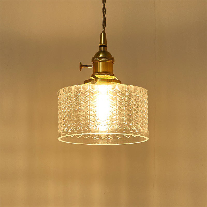 SUENTA Pendelleuchte Retro Kurze Zylinder 1 Kopf Klar Grün Glas