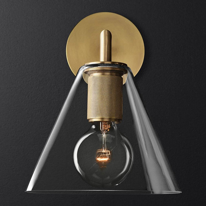 SUENTA Wandlampe Bronzene Arm Postmodern Metall Glas Disc Schirm