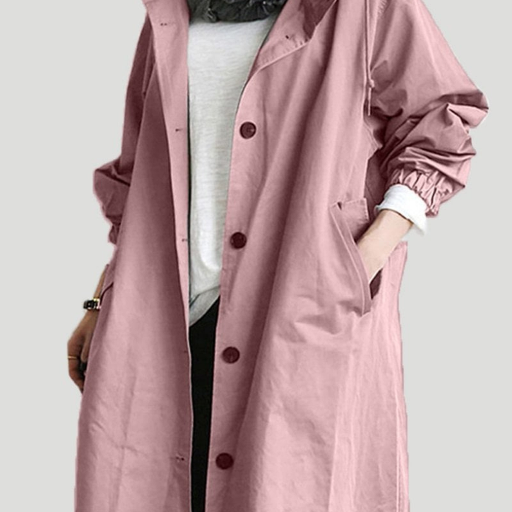 SUENTA Langer Wasserdichter Trenchcoat Für Damen Eleganz Dem Wetter - Winterjacke Damen Pastellrosa