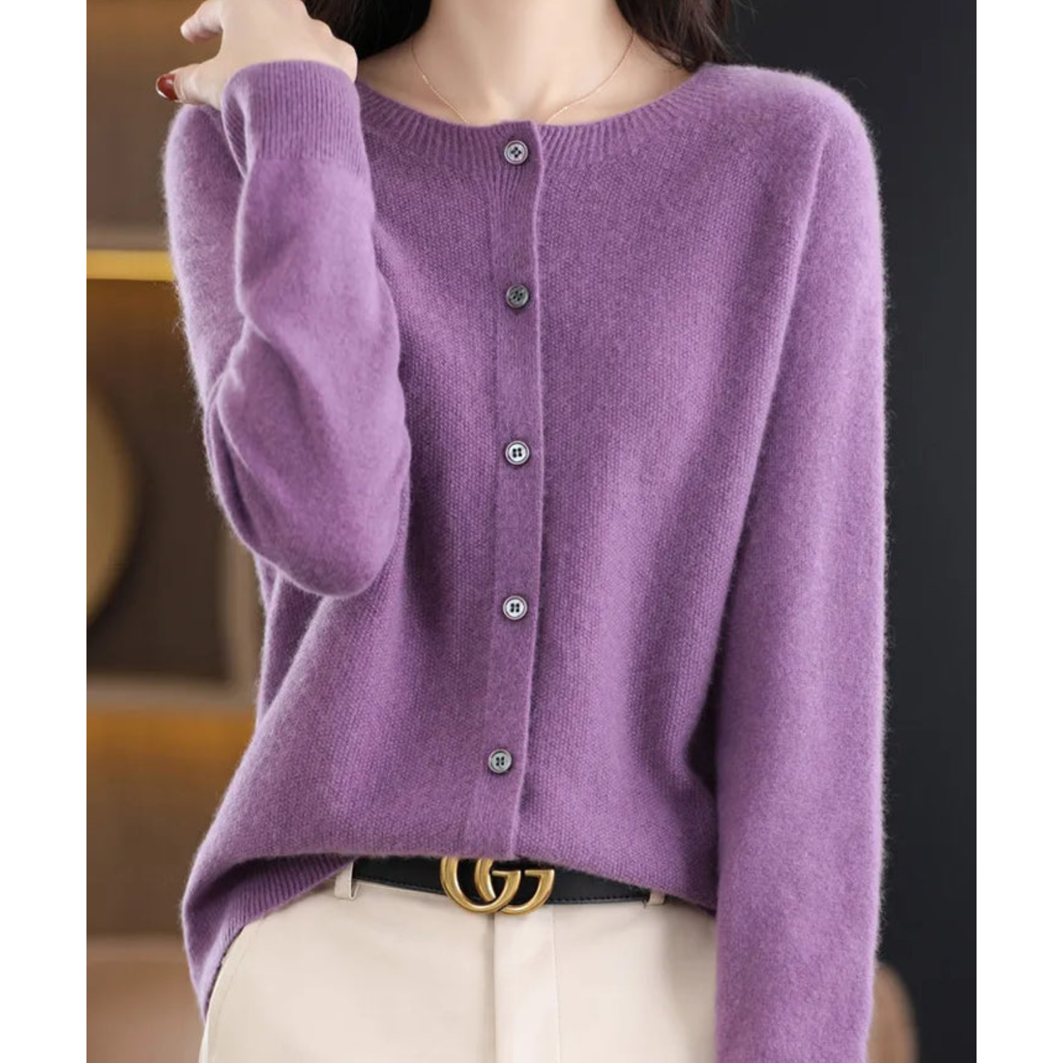 Cicada -  Damen Rundhals Cardigan Pullover