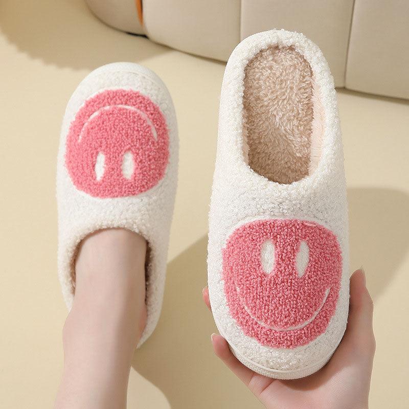 SUENTA Pantoffel Unisex Lächeln-Muster Warm Weich Hausschuhe Rosa