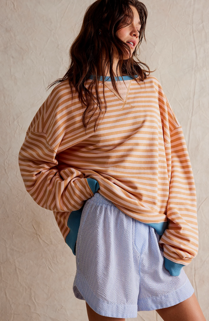 Pamelo | Damen Gestreifter Rundhals-Pullover für den Frühling