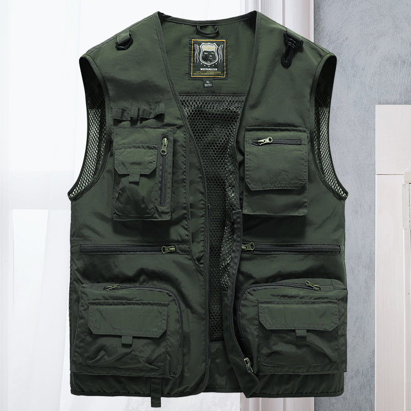 SUENTA Cargo-Weste Netzmaterial Praktische Taschen Outdoor-Ausflüge Armee grün